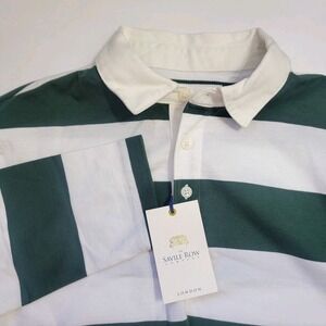 The Savile Row London Rugby Polo Shirt Mens LG Green White Striped NEW Preppy‎